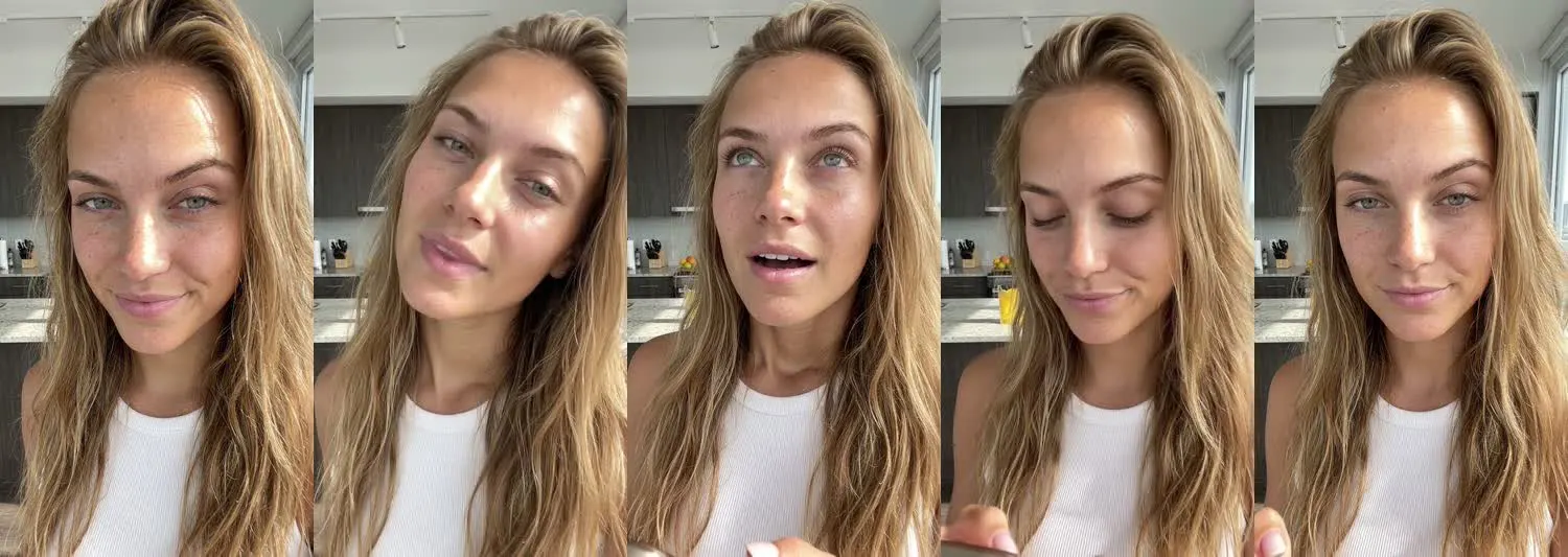 Five frames from the clip, left to right: Ava · Are you serious? · Kitchen counter