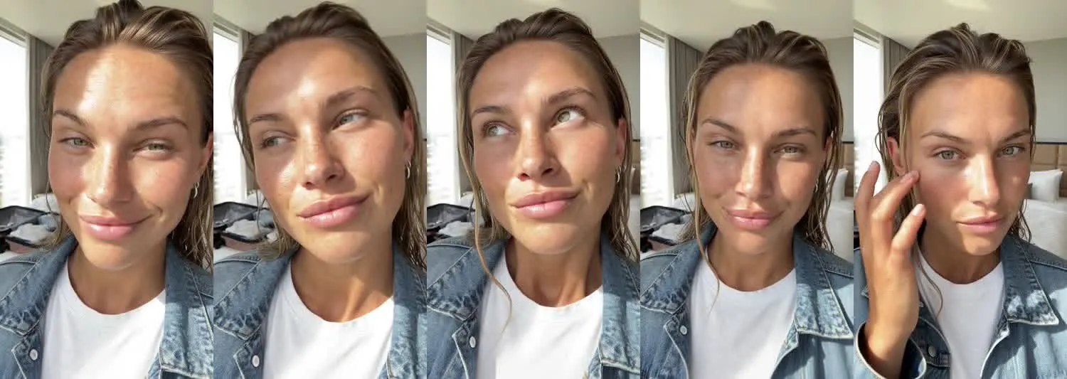 Five frames from the clip, left to right: Chloe · Are you serious? · Hotel room