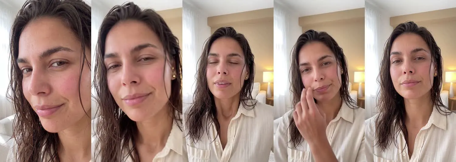 Five frames from the clip, left to right: Mia · Are you serious? · Sunlit living room