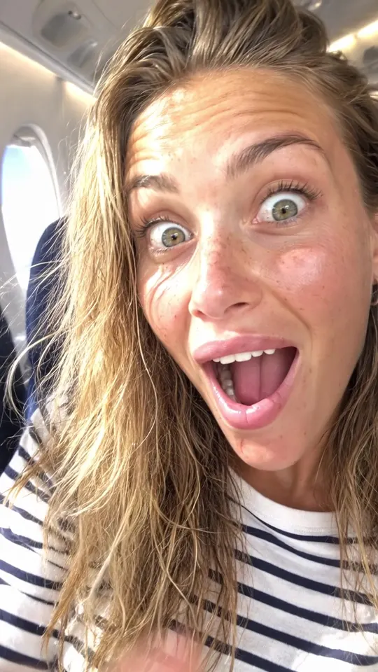 Chloe · Risa atónita · Asiento de avión
