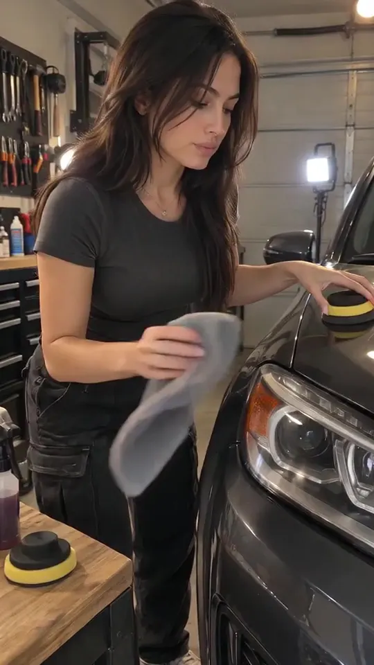 Vera · two_take · evening garage headlight polish→evening side window polish selfie