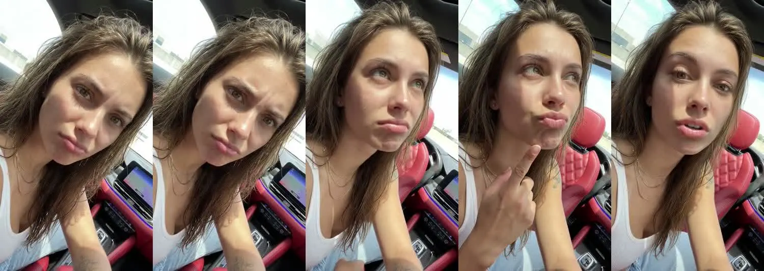 Five frames from the clip, left to right: Nova · Wait, what? · Luxury car interior
